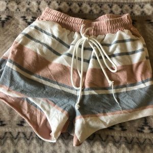 Stripped drawstring cotton shorts